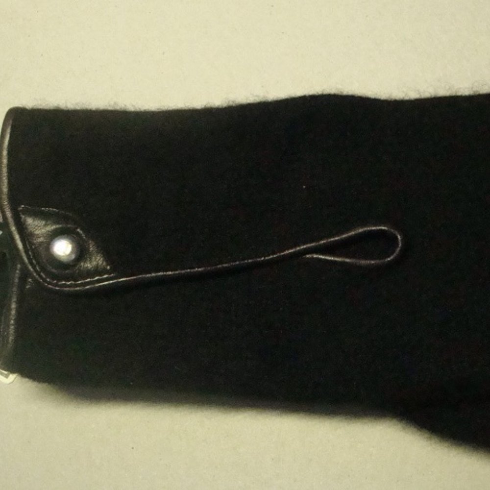 Michael Kors Black Knit/Leather Gloves